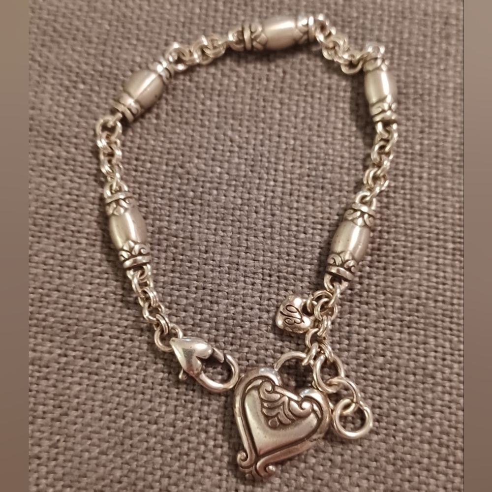 Brighton Creative Memories Barrel Link Heart Charm Bracelet